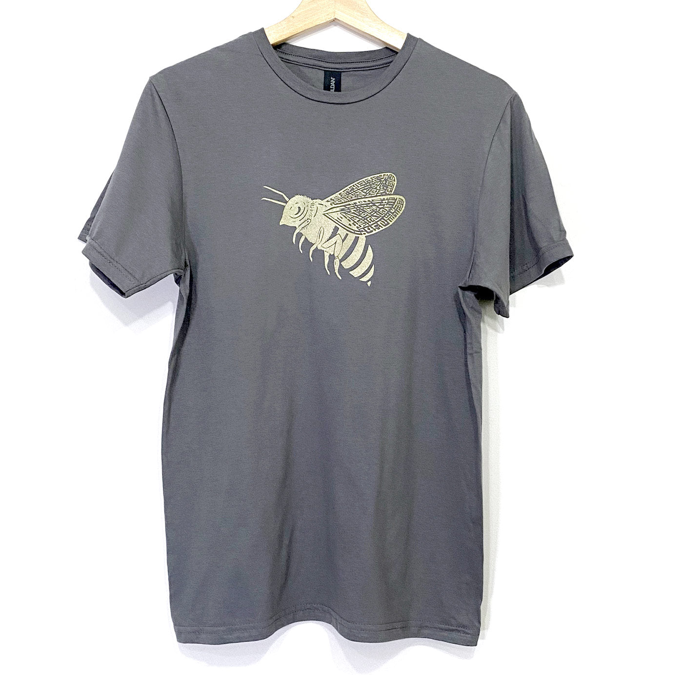 Gold Bee on Charcoal Grey T-shirt