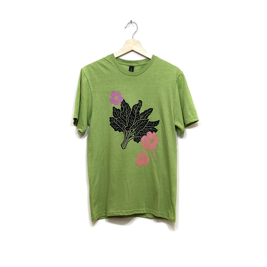 Chard and Nasturtium on Green T-Shirt