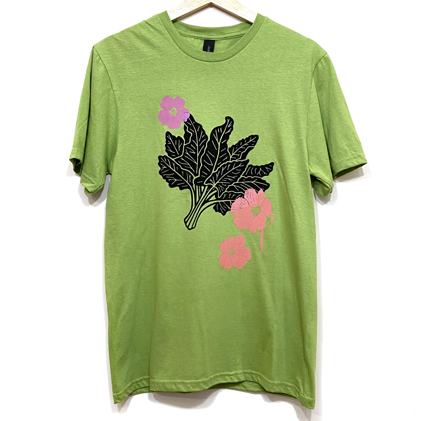 Chard and Nasturtium on Green T-Shirt