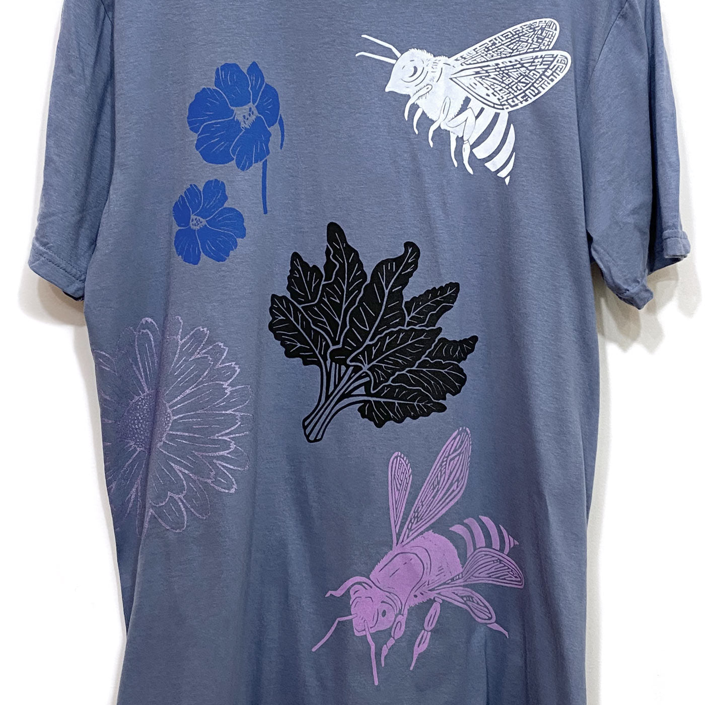 Pollinator Design on Indigo T-Shirt