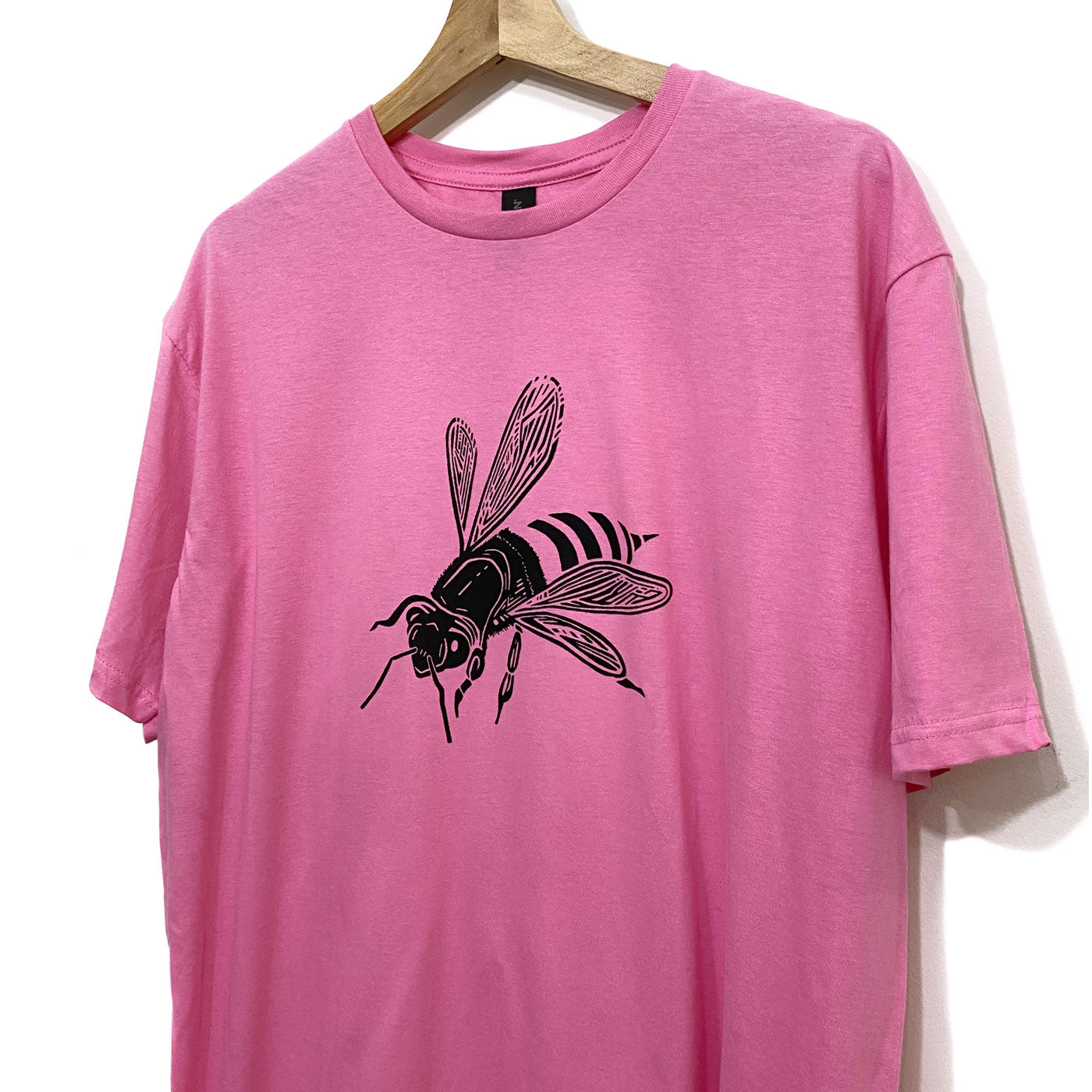 Black Bee on Pink T-Shirt